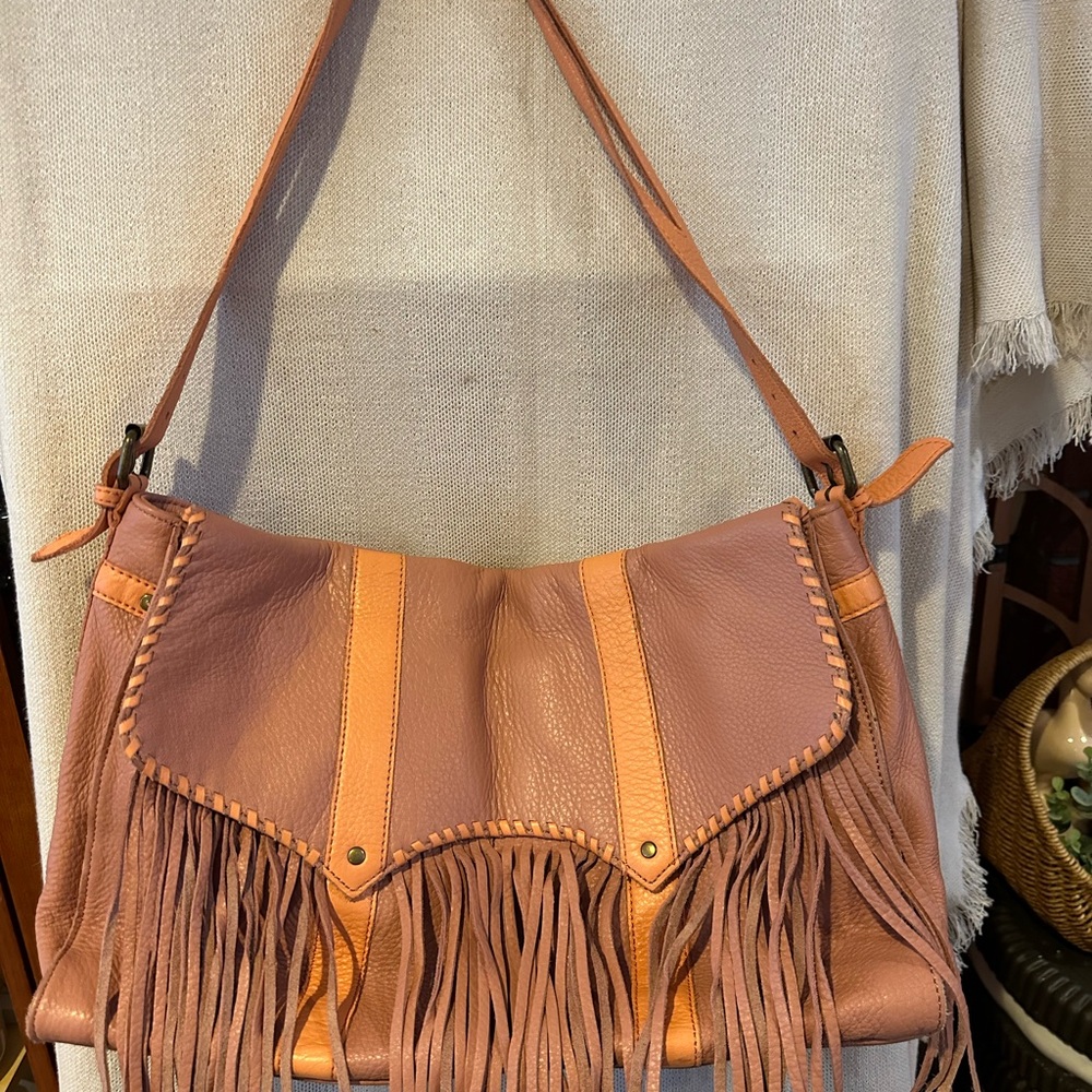 Camila Alves MUXO Leather Fringe Shoulder Bag
